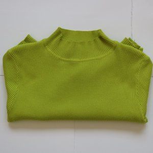 Green Cropped Turtleneck Top